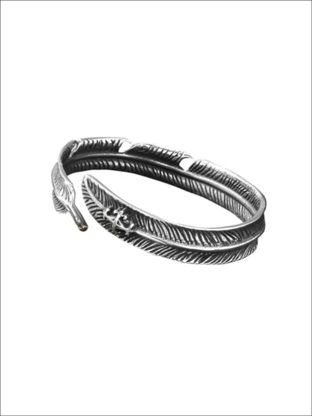 Viking Raven Feather Bangle Bracelet Adjustable Metal Wristband
